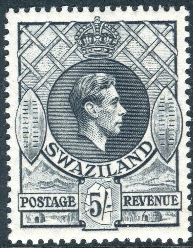 SWAZILAND-1938-54 5/- Slate Perf 13½x14.  An unmounted mint example Sg 37a