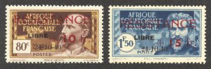 French Equatorial Africa Scott B22-B23 Unused LHOG - 1944 RESISTANCE Surcharges