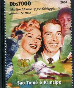 Sao Tome & Principe 2004 MARILYN MONROE BASEBALL 1 value Perforated Mint (NH)