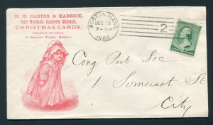 1888 Carter & Karrick Christmas Cards - Boston, Massachusetts - Local Use