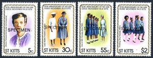 St Kitts 82-85 SPECIMEN, MNH. Michel 73-76. Girl Guide Movement-50, 1981.