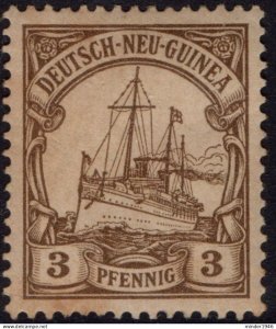 GERMAN NEW GUINEA 1901 3pfg Brown, The Kaisers Ship Hohenzollern MH