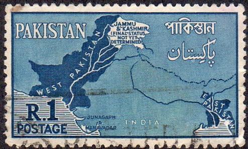 Pakistan 111 - Used - 1r Map of Disputed Areas of Pakistan (1960) (cv $0.30)