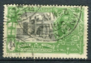 INDIA; 1935 early GV Jubilee issue fine used Shade of 1/2a. value,