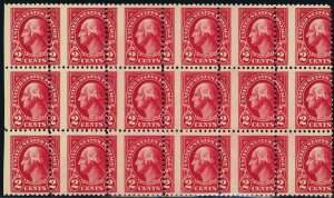 554, Mint NH 2¢ RARE Misperfed Error Block of 18 Stamps - Stuart Katz