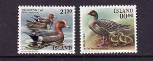 Iceland-Sc#686-7-unused NH set-Birds-1990-