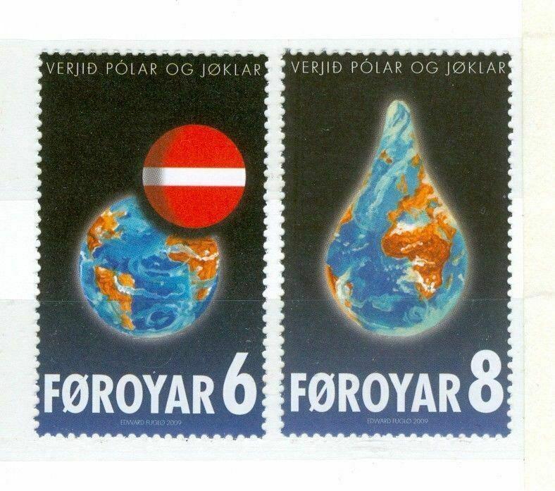 Faroe Islands. Complete Set 2 Stamp 2009 Mnh. Global Warming. 6 - 8 Kr.