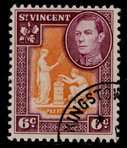 ST. VINCENT GVI SG169, 6c orange & purple, FINE USED.