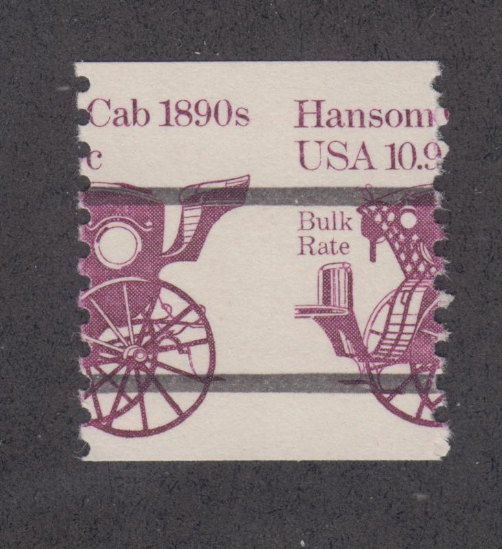 US Sc 1904a MNH. 1981 10.9c Handsome Cab coil Precancel, MISPERF, lt. offset