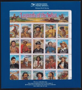 Scott #2870 29¢ Legends of the West (Recalled) Sheet of 20 Stamps - Sealed #3