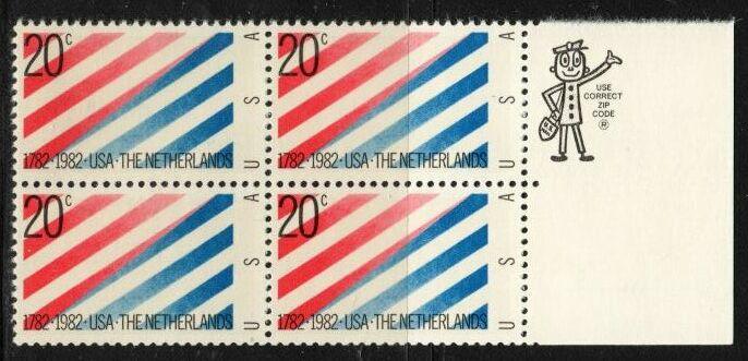 US Stamp #2003 MNH - US and Netherlands - ZIP Block / 4