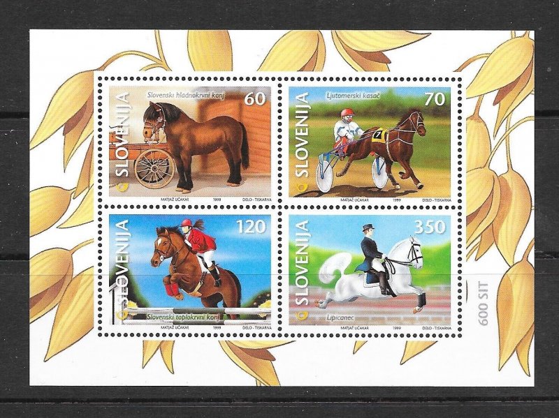 SLOVENIA Sc 353-6+356A NH SET+S/S OF 1999 - HORSES