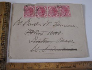 Mauritius Stamp Cover Sc#72 (4) Chamarel 1896 Cancel to Boston USA