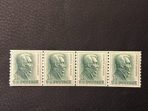 US Scott #1225, line strip of 4 1963 Jackson 1c MNH