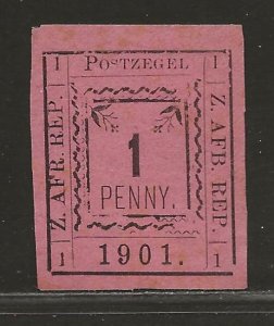 TRANSVAAL SC# 178   W/O INITIALS, UNOFFICIAL PRINTING   VF/MNG
