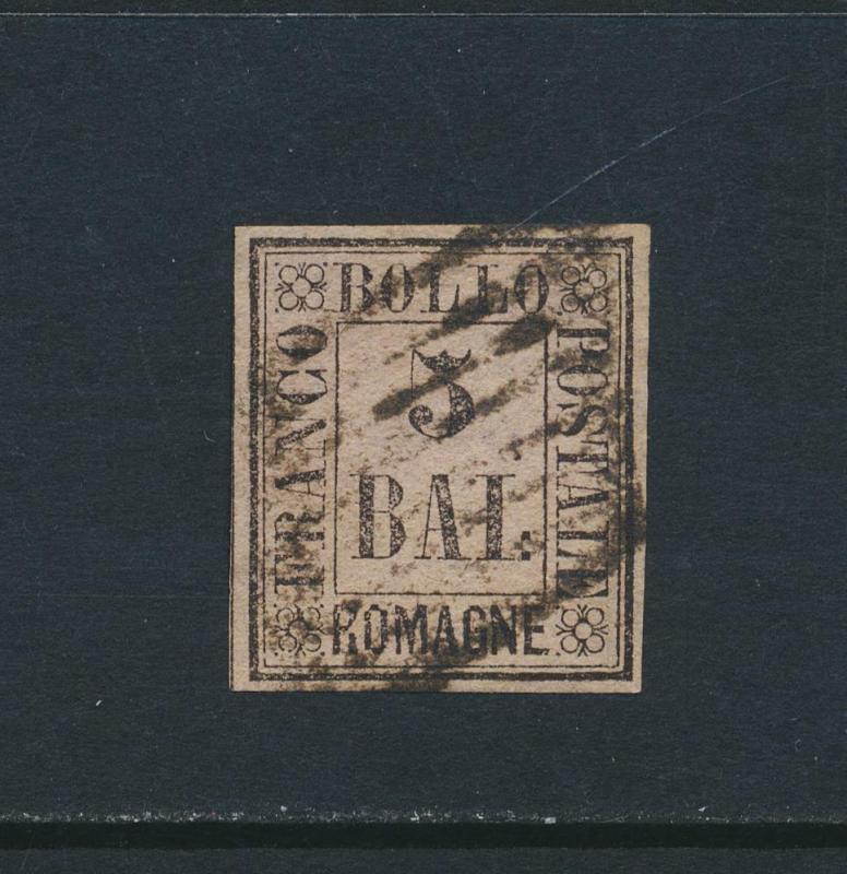 ROMAGNA ITALY 1859, 5b BLACK/GREY VIOLET VF USED Sc#6 CAT$400 (SEE BELOW)