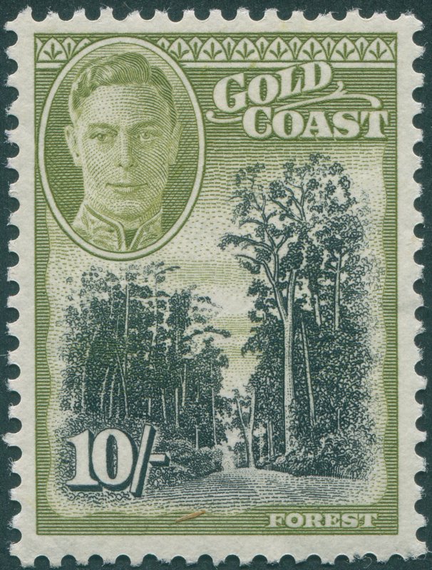 Gold Coast 1948 10s black & sage-green SG146 unused