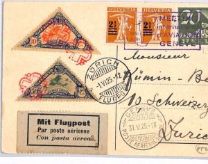 SWITZERLAND AirMail COMIC AVIATION Card 1925 Geneva TRIANGULAR Semi-Postals PH13