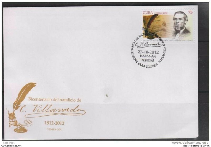 RO) 2012  BICENTENNIAL BIRTHDAY-WRITER CIRILO VILLAVERDE, FIRST DAY COVER. ( II  