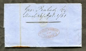 p523 - GB 1861 Folded Cover / Folded Letter SFL to USA. Railroad. Packet Africa