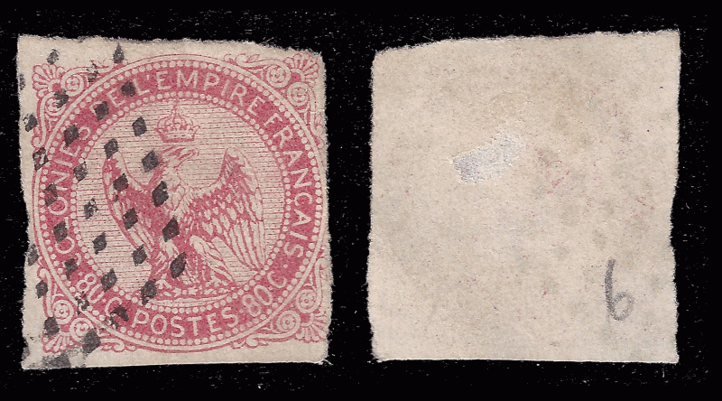 France General Colonies 1865 YT 6 Sc 6 uvf
