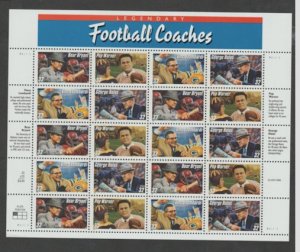 U.S. Scott #3143-3146 Football Coaches Stamps - Mint NH Sheet - UL P1 Plate