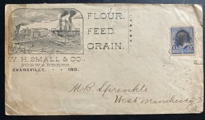 1880s Evansville IN USA Advertising Cover To West Manchester PA Small Co Flour