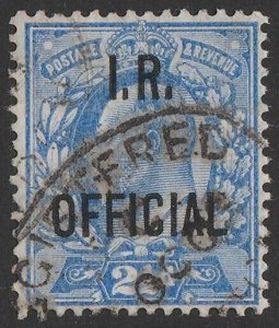 GREAT BRITAIN 1902 'I.R OFFICIAL' on KEVII 2½d. SG O22 cat £275. Scarce genuine.