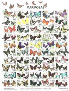 Mexico 2017 Butterflies set of 50 stamps in sheetlet / block MNH