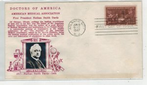 1947 DOCTORS A.M.A. AMERICAN MEDICAL ASS. 949 CROSBY PHOTO FDC NATHAN S DAVIS