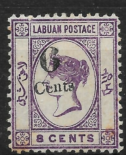 LABUAN SG34 1891 6c ON 8c DEEP VIOLET MINT SPACEFILLER 