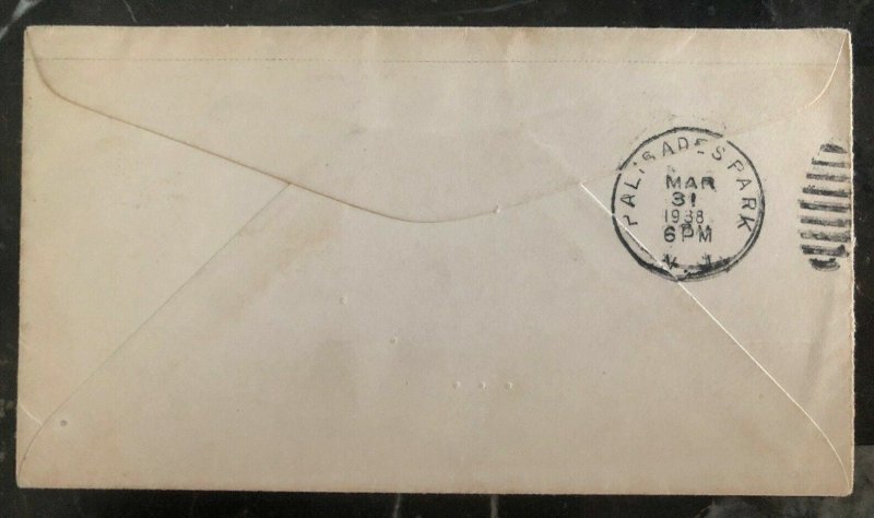 1938 Gibraltar Airmail cover To Palisades Park NJ USA SG #125a