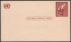 United Nations SC#UXC1 4¢ Air Mail Postal Card (1957) Unused