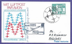 INTERFLUG - DDR,   LEIPZIG / HELSINKI 1981,  AIRMAIL EVENT POSTAL CARD.