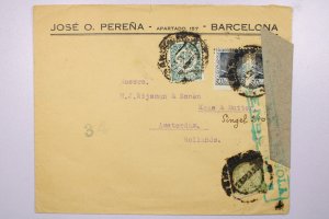 Spain 1931 Cover to Amsterdam Censored / Poster Stamp Back - L39233