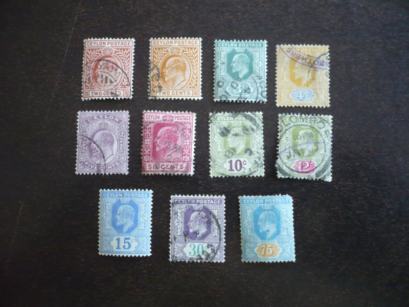 Stamps - Ceylon - Scott#178-185,188,190-Mint Hinged & Used Part Set of 11 Stamps