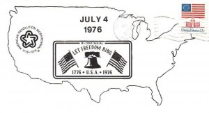 USA BICENTENNIAL TOUR SCARCE PRIVATE CACHET CANCEL AT REPUBLIC, PA JULY 3 1976