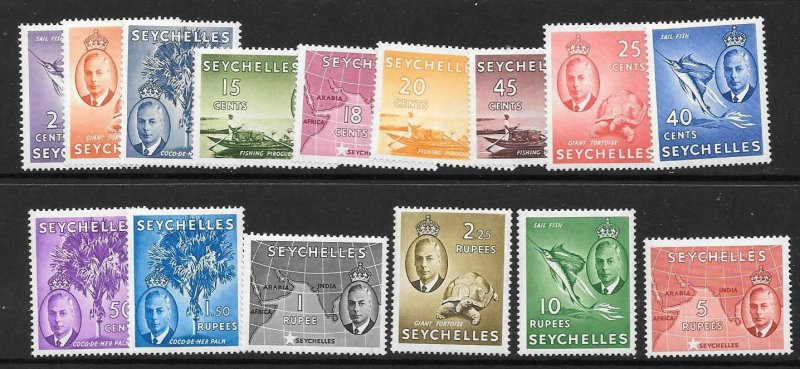 SEYCHELLES SG158/72 1952 DEFINITIVES MNH