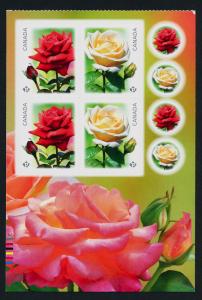 Canada 2731a Bottom Booklet Pane MNH Flowers, Roses