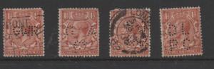 Great Britain  Scott # 189  WMK 35 used  Perfins   19  singles