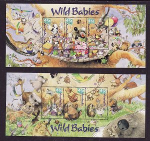 Australia-Sc#2008b,2011b-two unused NH sheets-Birds-Wildlife Caricatures-Cartoon