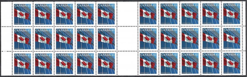 Canada #1362b 45¢ Flag over Building (1998). Pane of 30 stamps. MNH