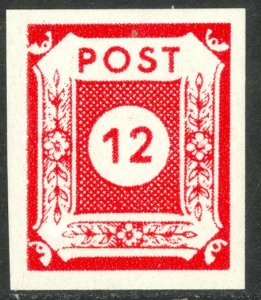 GERMANY SOVIET OCCUPATION EAST SAXONY 1945 12pf Imperf Sc 15N10 MNH