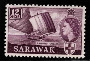 SARAWAK Scott 203 MH* QE2 Sailboat stamp