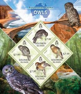 Owls Eulen Birds Vögel Animals Fauna Solomon Islands MNH stamp set