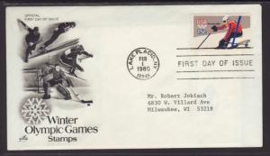 US Olympic Skiing 1980 Artcraft Flintkote Typed FDC BIN