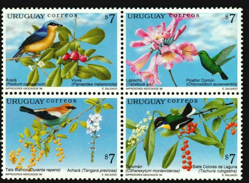 Birds flowering trees Native hummingbird FAUNA URUGUAY Sc#1789 MNH STAMP CV$6.50 