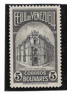 VENEZUELA 1938 POSTAL BUILDING 5 BOL GRAY BLACK ARCHITECTURE MINT HINGED SC 342