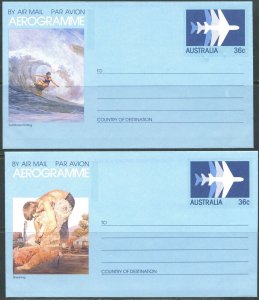 AUSTRALIA Four Folded 36c Aerogrammes with Different Photos at Left