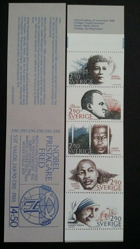 H373 Sweden 1986 MNH Scott 1622 a Nobel Prize Martin Luther King Mother Teresa